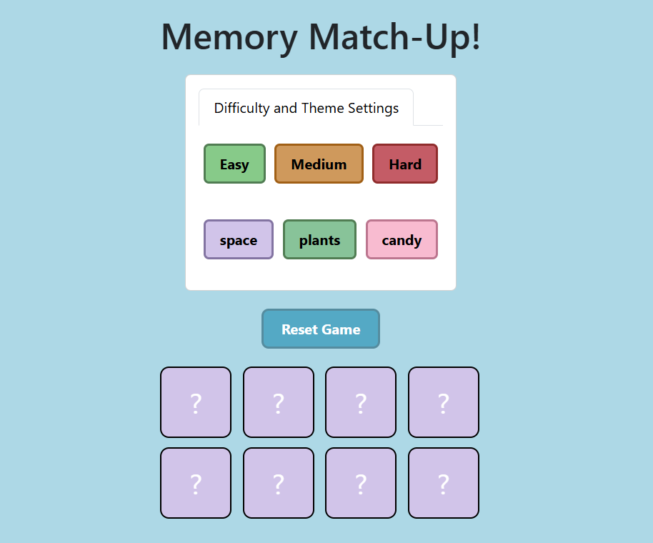 Memory Game Design